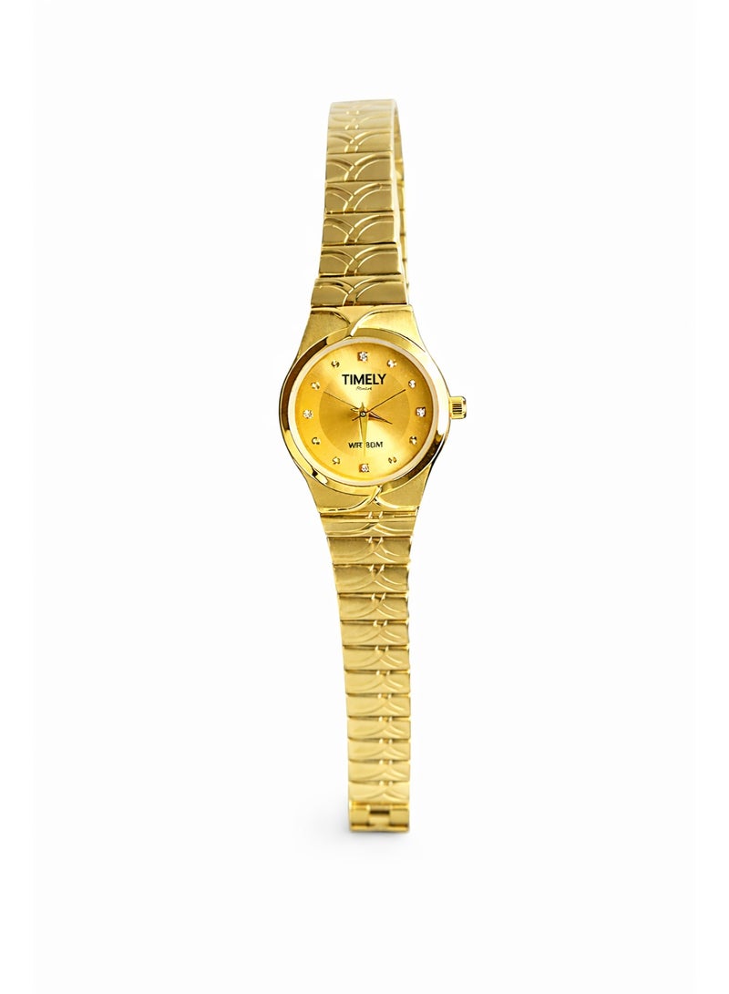 Timely Women’s Analog Quartz Watch with Gold Stainless Steel Strap – Gold Dial